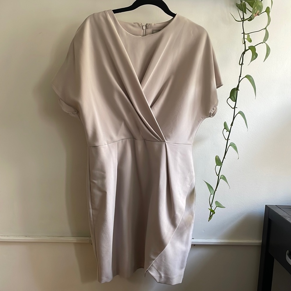Asos light grey cap-sleeve sheath dress